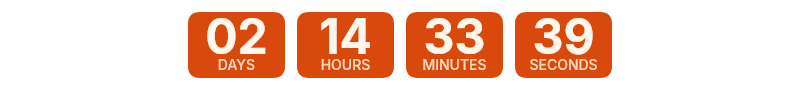 Animated countdown timer showing days, hours, minutes and seconds